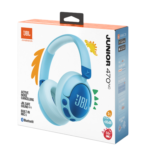 JBL Junior 470NC - Blue - Wireless over-ear noise cancelling kids headphones - Detailshot 15 image number null